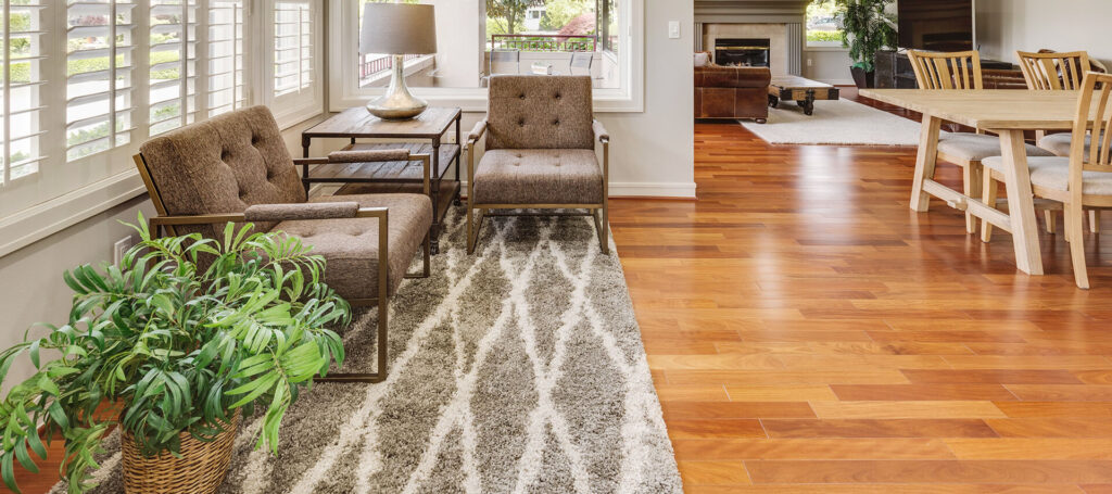 Vinyl flooring with carpet pairing